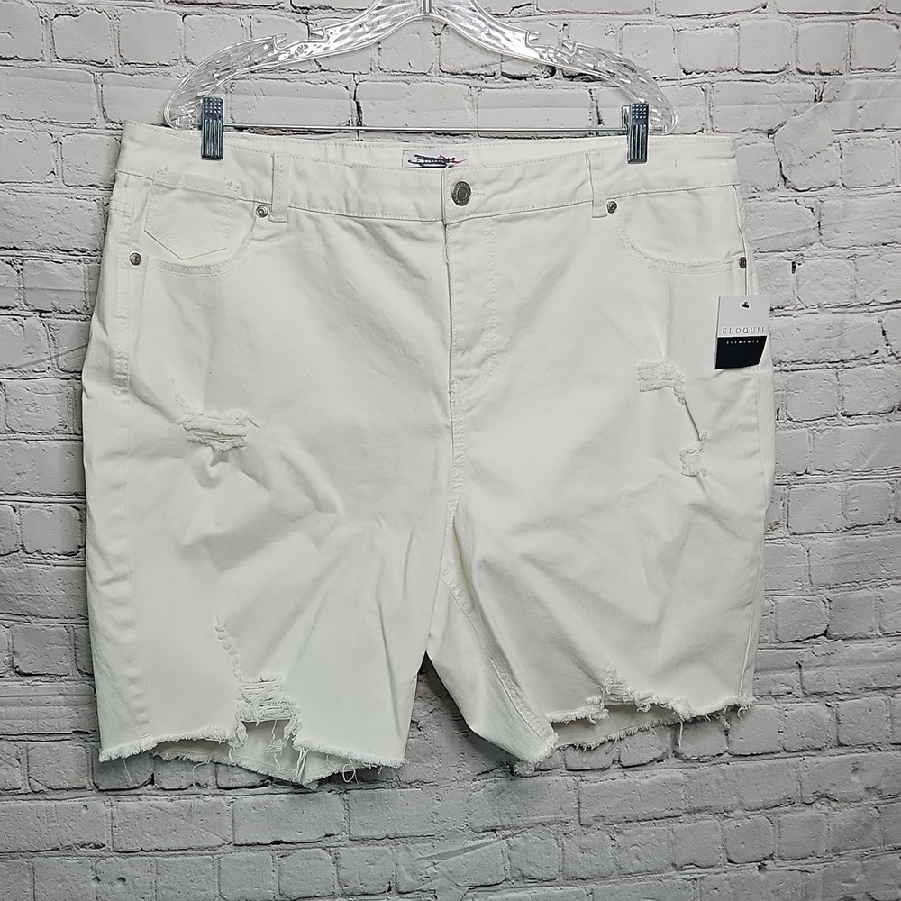 Eloquii White Distressed Denim Cutoff Shorts Size 20